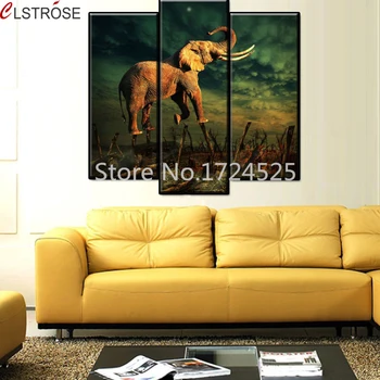 

CLSTROSE The Whining Elephant On The Stump Canvas Canvas Painting 3 Pieces Set Home Cuadros Decoracion Wall Pictures Home Decor