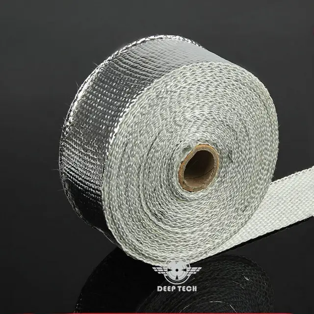 Aluminum Foil Fiberglass Exhaust Wrap Motor Muffler Pipe Heat Wrap 2