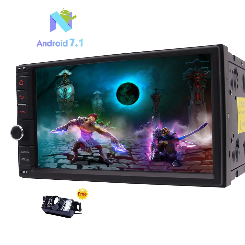 Автомобильный мультимедийный плеер 2 Din Android 7 1 &quotHD сенсорный экран Bluetooth GPS Wi Fi Mirror
