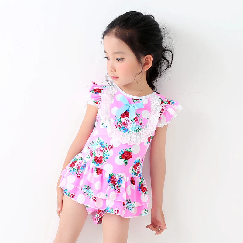 Cute Swimwear Little Girls Lace Swim Dress Children Swimsuit Kids ...