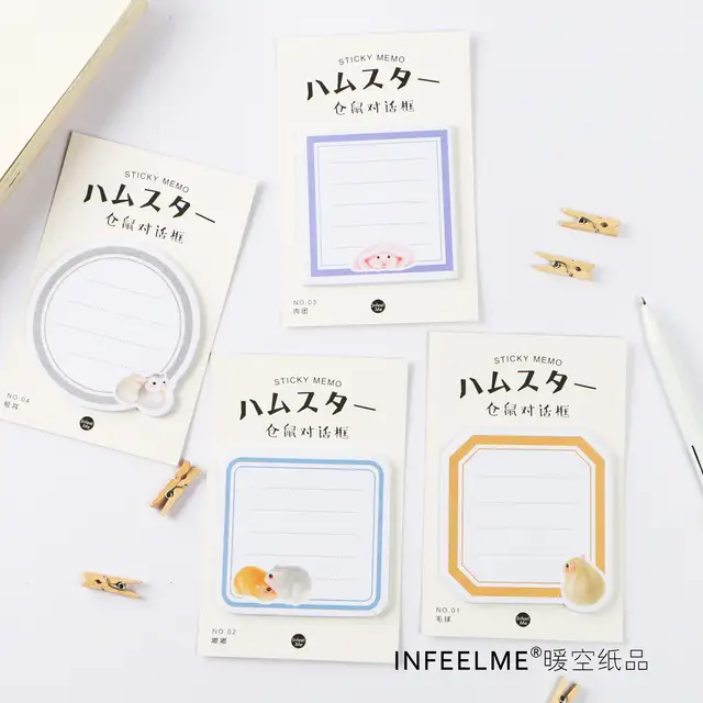 us 1 47 4 designs cute hamster stciky notes 30sheets pack memo notes stickers kawaii memo pads paper bookmark in memo pads from office school memo designs