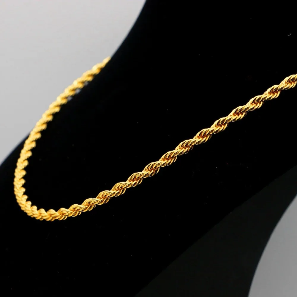 Витая цепь Желтое золото заполненное женское мужское ожерелье