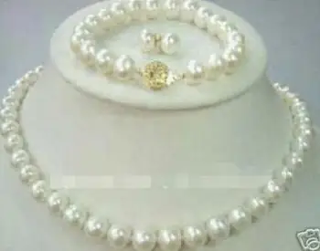 

Free Shipping 7-8 MM Salt Water Pearl Necklace Earring Bracelet Jewelry Set