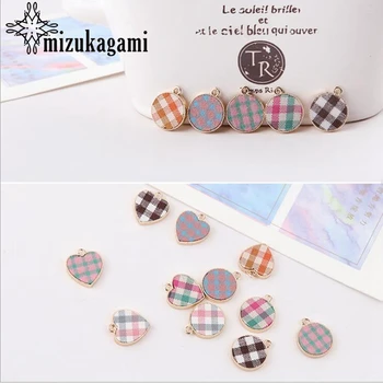 

Handmade Mini Cute Heart Round Charms Pendant 10pcs/lot For DIY Fashion Drop Earrings Jewelry Making Accessories