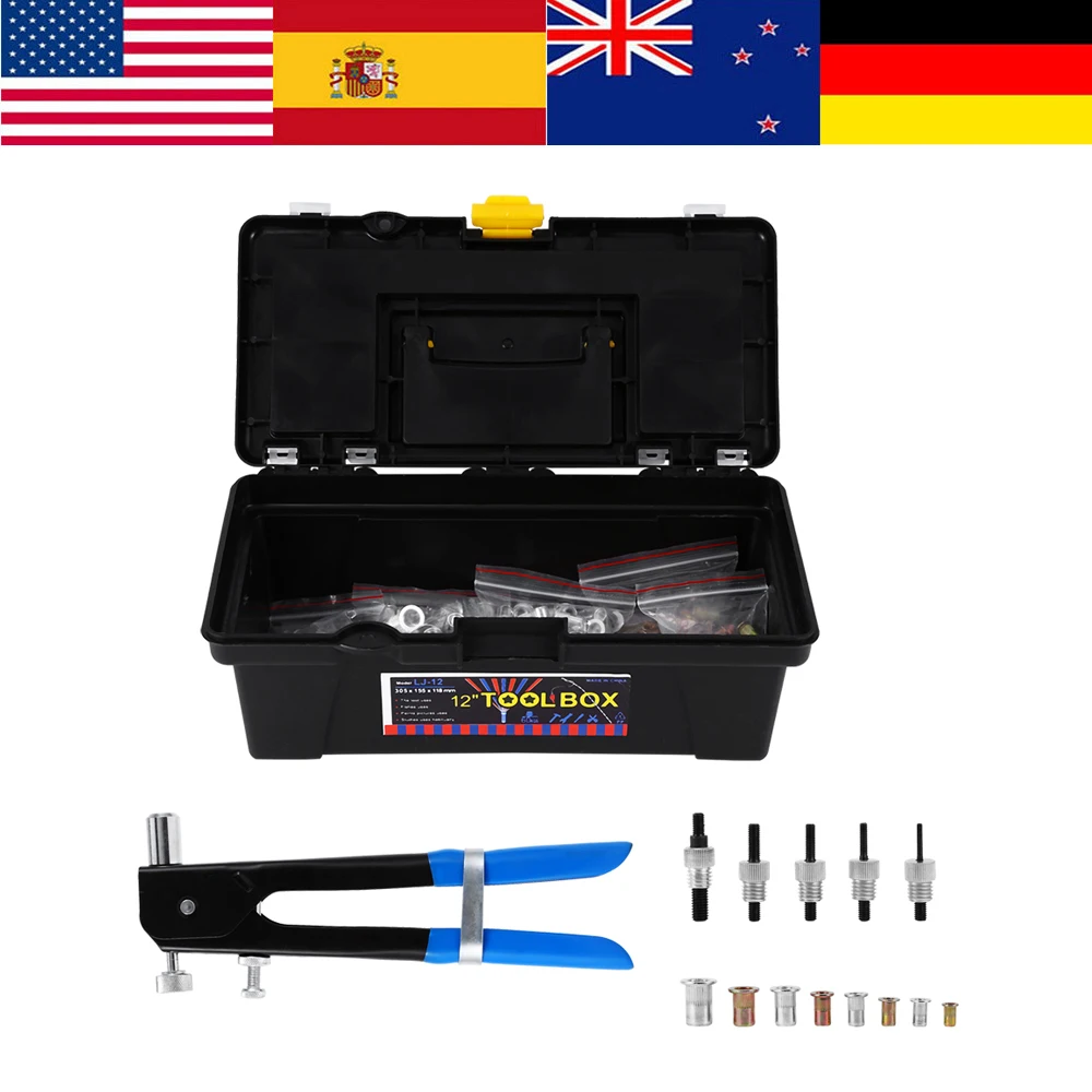 Buy WALFRONT 464pcs/Box Hand Riveting Tool Gun Blind Rivet Tool Kit Rivnut