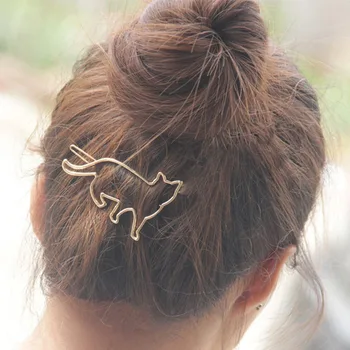 

Silver Gold Cat Shape Women Girls Hair Clip Clamp Fashion Jewelry Hair Pin Hair Care Styling Tools Hair Accessories
