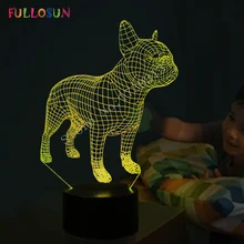 Frence Bulldog 3D Table Lamp LED Colorful Dog Nightlight Kids Birthday Gift USB Sleep Lighting Home Decoration