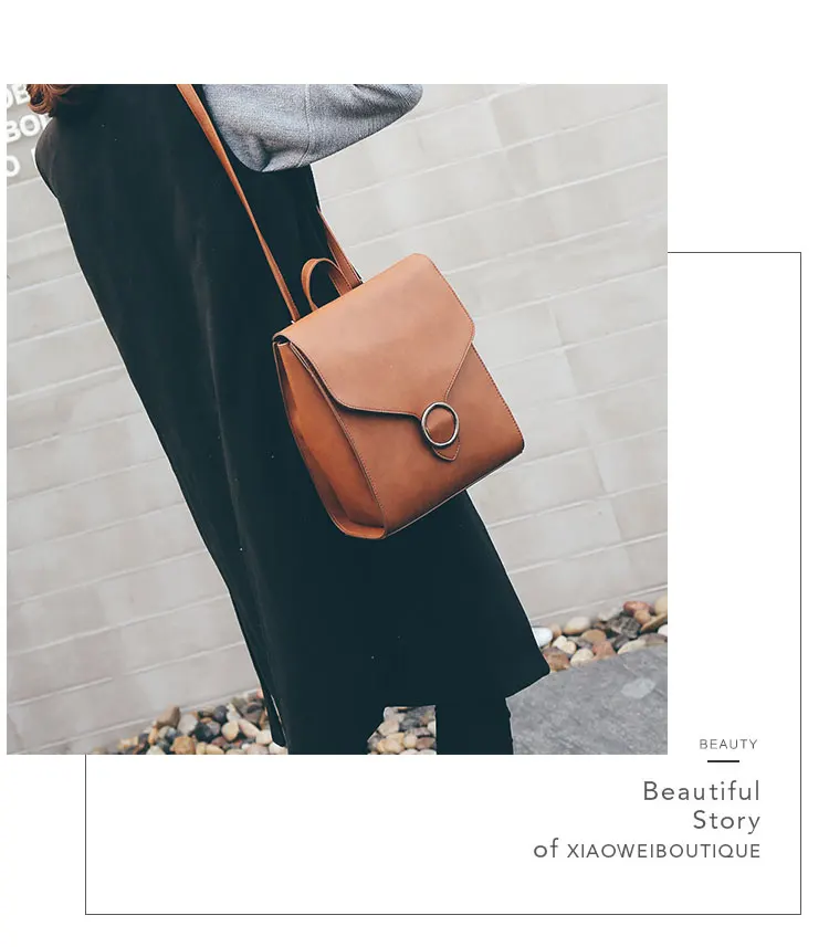 New Korean Style Vintage Preppy Style Backpack Women PU Joker Leisure School Bag Vintage London Fashion Pure Color Backpack03