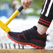 Cheap Men Outdoor Anti-slip Steel Puncture Proof Construction Boots Work Shoes men sneakers Men Breathable Steel Toe Cap Safety Shoes