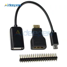3 1 Ahududu Pi Sıfır Adaptör Kiti Mini HDMI HDMI adaptörü + mikro USB USB dişi Kablo + GPIO header Ahududu Pi için W