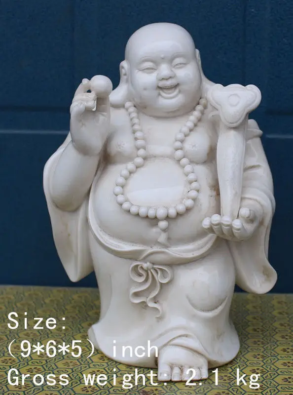 

Crafts statue Happy Chinese dehua white porcelain maitreya Buddha statues ball flexibly