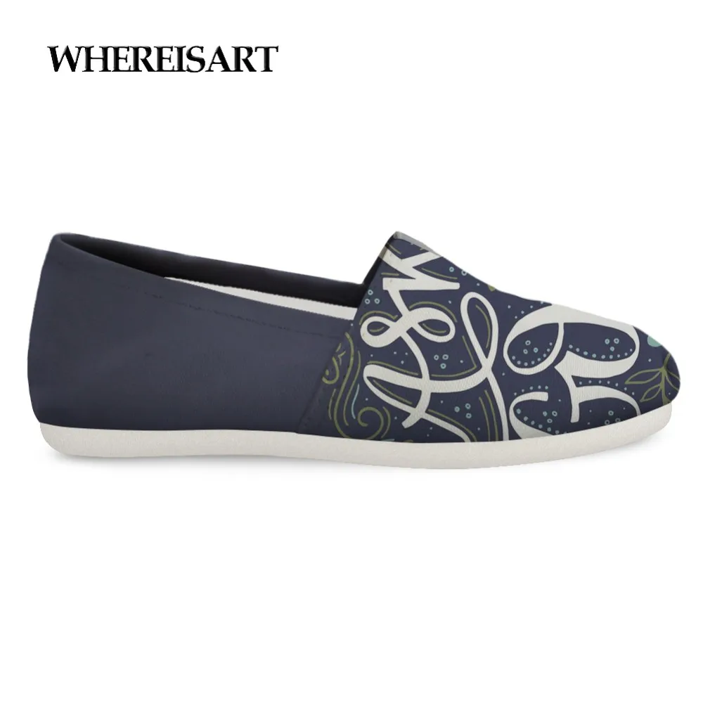 

WHEREISART Letter Printing Canvas Flats Shoes Men Casual Outdoor Leisure Shoes Vintage Blue Men Sneakers Zapatos de Hombre
