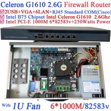 B75 chipset 1U network server barebone маршрутизатор с Intel Celeron G1610 2.6 6*1000 М 82583 В Lan PFSense Wayos ROS