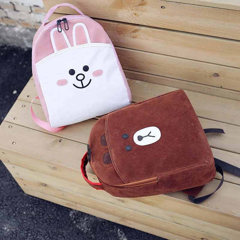 

2017 autumn and winter new cute cartoon brown bear rabbit backbag soft sister personality suede backpack