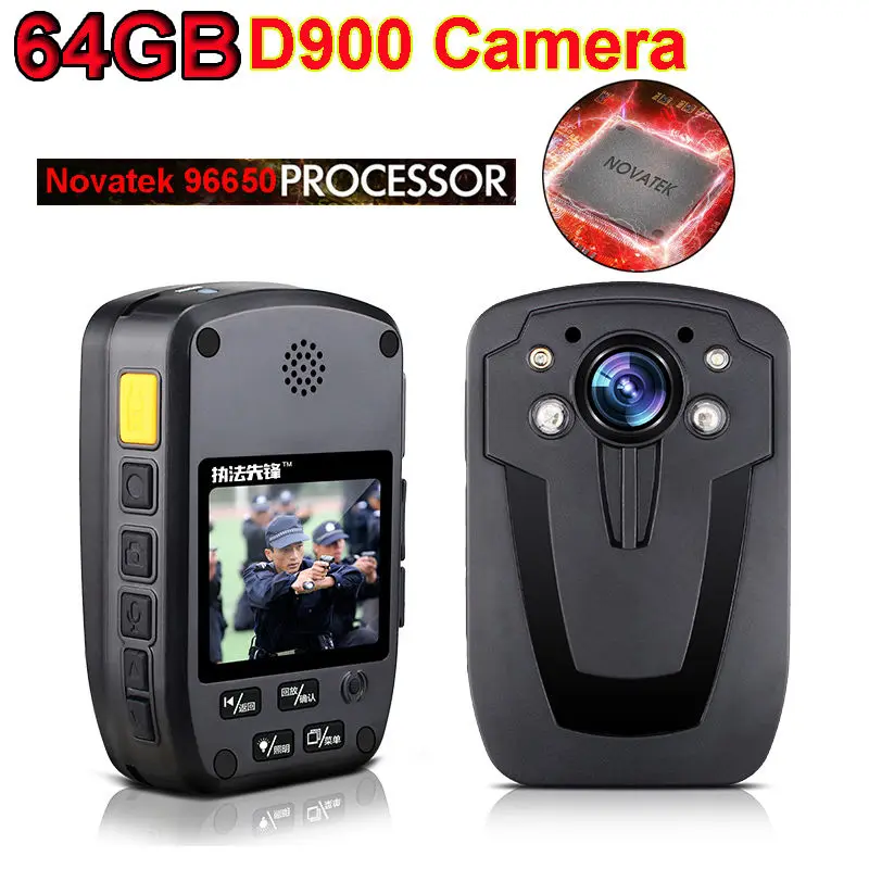 

Free Shipping!64GB D900 Top NTK96650 Chip Full HD 1080P Body Worn Personal Security &Police Camera Night Vision Camera