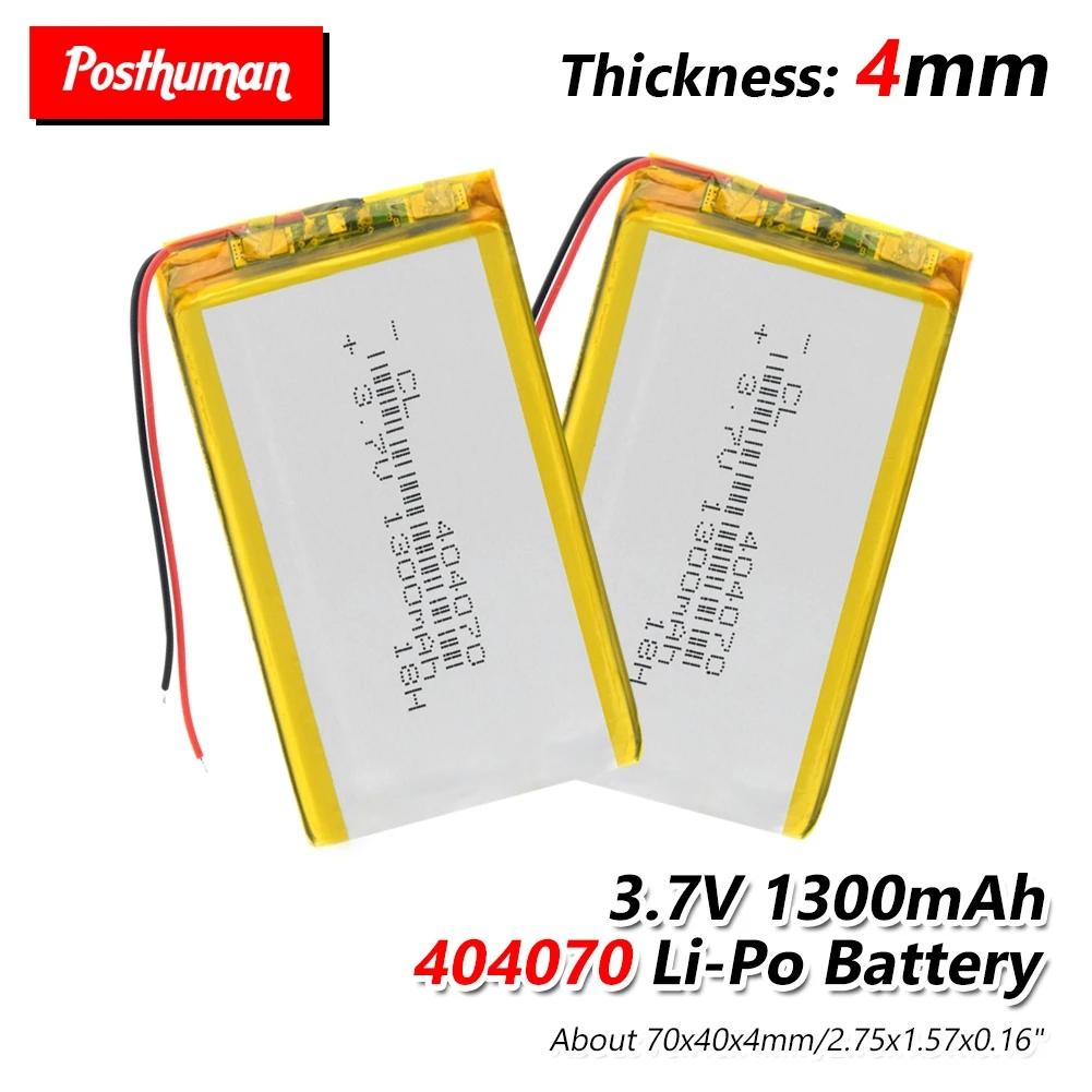 

Large Capacity 3.7V 1300mAh polymer lithium battery 404070 044070 For MP3 MP4 GPS toy battery Rechargeable Li-ion Cell Batteries