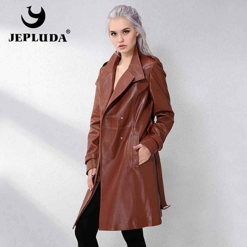 JEPLUDA Spring Women Jacket Genuine Sheepskin Leather Lambskin Coats Real Genuine Leather Jacket and Coats For Women Commuting