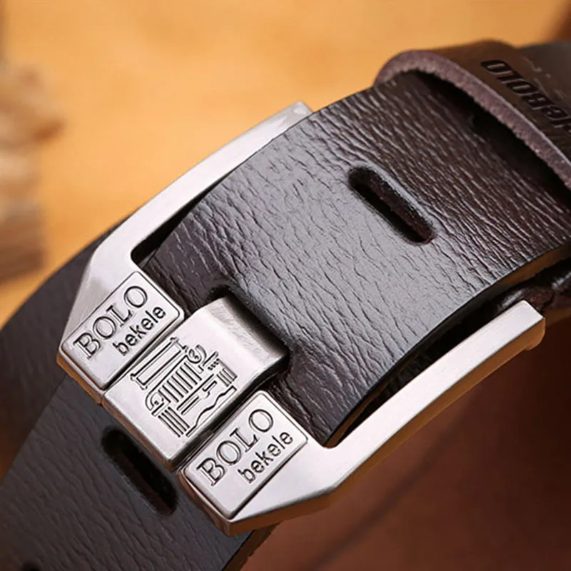 

Luxury Belt Men's Belts Pronged Buckle Man's Genuine Leather Strap for Jean High Quality Wide Brown Color Fashion Designer Belt