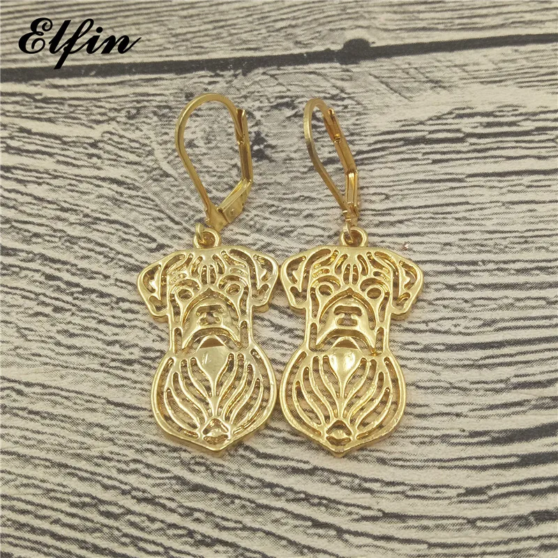 Elfin новые модные серьги-боксеры ювелирные изделия золотого цвета серебряного
