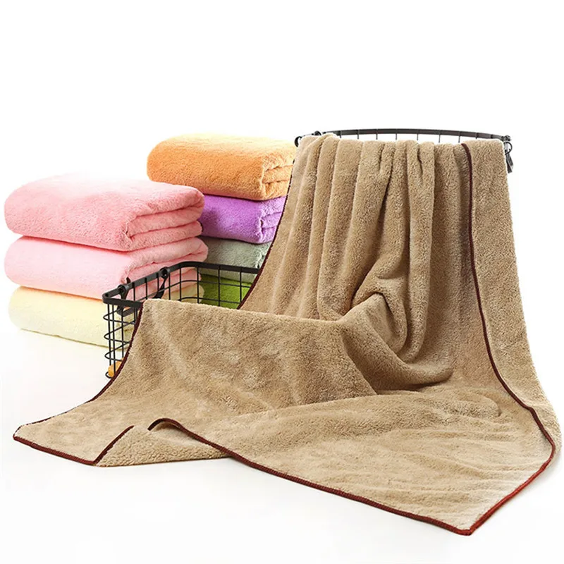 

New Arrival Microfiber fabric Solid Coral Cashmere Bath Towel Beauty Salon Sauna Spa Bathrobes Absorbent Beach Towels for Adults