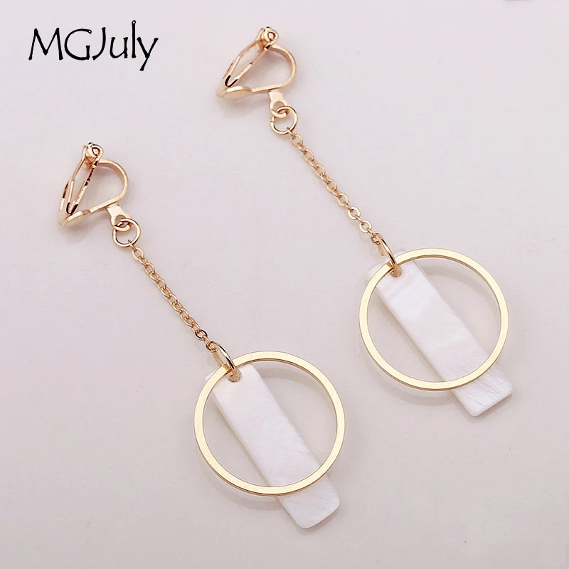 

Shell Metal Round Earrings No Hole Ear Clip Simple style Geometric Clip Earrings Non Pierced Harajuku Earring Jewelry CE239