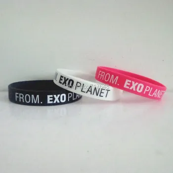

100pcs From EXO planet wristband silicone bracelets free shipping by ePacket