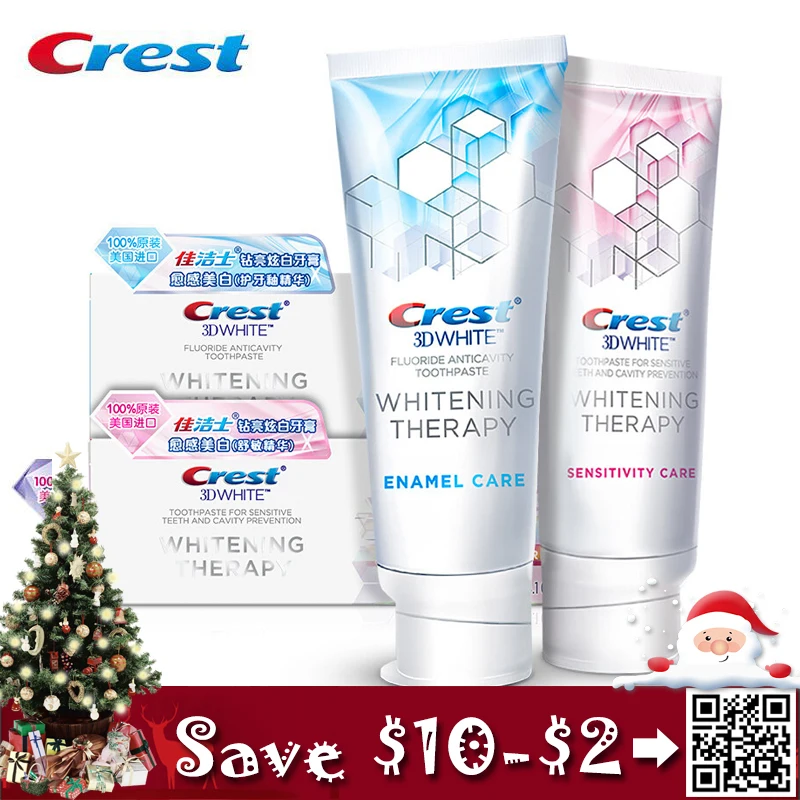 Crest 3D Diamond Shinning White Toothpaste Enamel/ Sensitivity Care Gentle Whitening Stain Bad Breathe Removal With Fluoride 2PC