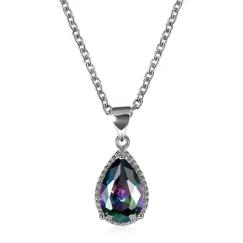 

925 Sterling Silver Necklaces Pendants For Women Top Quality Water Drop Pendant Shaped Inlay Zircon Necklace Women's Necklace