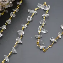 Натурально чистый кристаллический кварц бусины из каменной крошки ручной работы антикоррозионные из золота 18 карат с помощью проволоки с цепочка на шею 10 метров в одном заказе