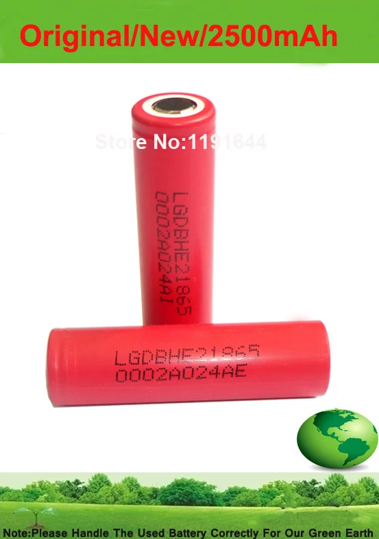 

Free Shipping!!!!2PCS/LOT 3.6V ICR18650 HE2 18650 2500mAh pulse 35A discharge battery for LG replace VTC4/VTC5