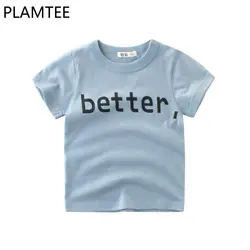 PLAMTEE/хлопковые шорты, футболка с буквенным принтом для мальчиков и девочек, летние модные Забавные футболки для детей, 2018