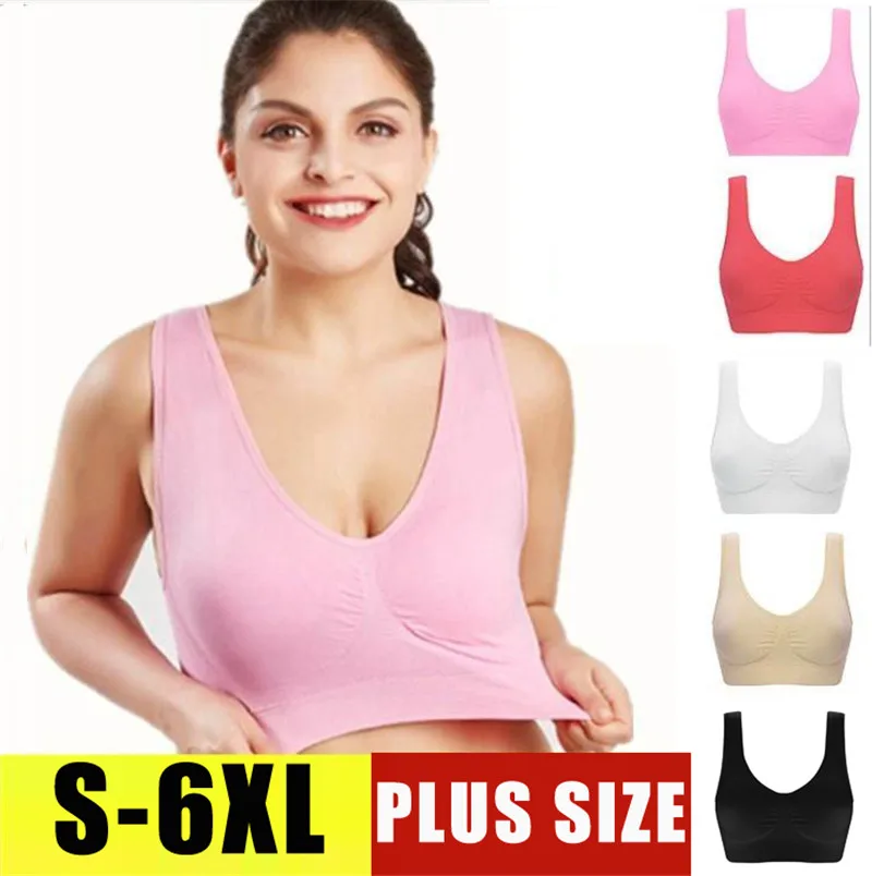 

SEXYWG S-6XL Sport Top Yoga Bra for Women Sleep Bra Seamless Push Up BH Brassiere Shockproof Gym Fitness Athletic Vest PLUS SIZE