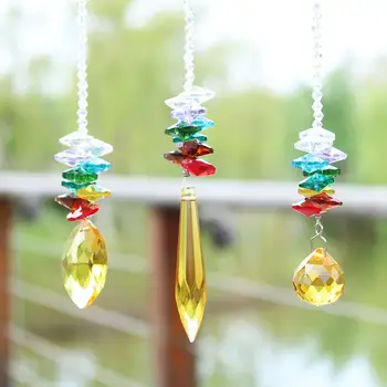 

H&D Set of 3,Crystal Prism Pendant Rainbow Maker Chakra Hanging Suncatcher Window Sun Catcher for Home,Office,Garden Decoration