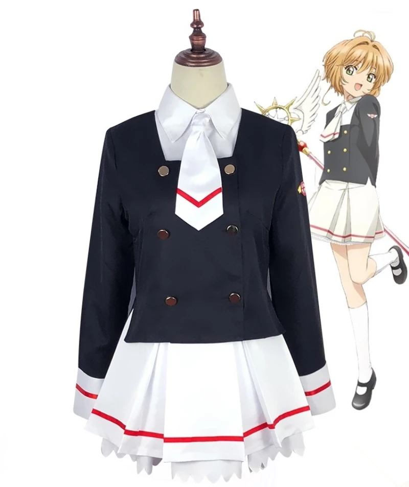 

New Clear Card Clamp Cardcaptor Sakura Kinomoto Sakura School Uniform Outfits Cosplay Costume Halloween Adult Costumes for Women