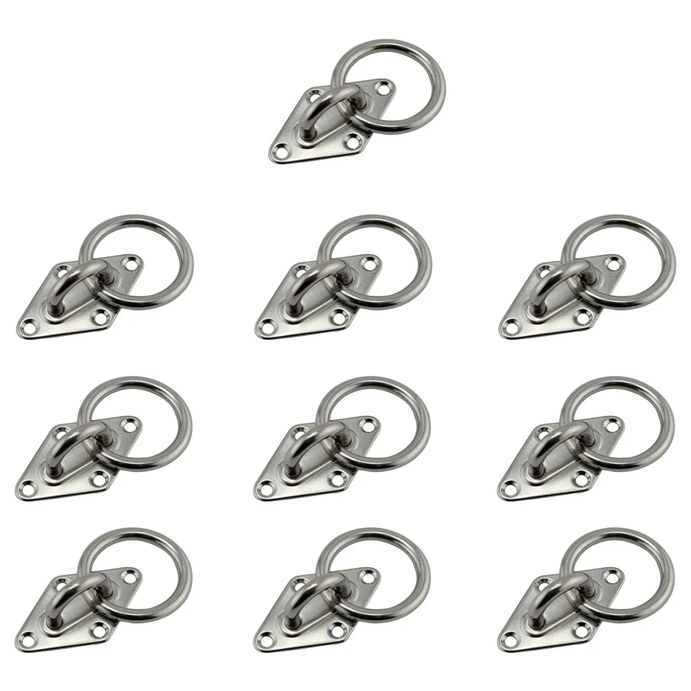 Stainless Steel Ring Diamond Pad Eye Plate Marine Grade SUS316 Boat/Yacht 8mm Diamond plate 10pcs stainless sus316 single oval eye snap hook bag dog oval ring swivel snap carainber marine hardware 10pcs 82mm