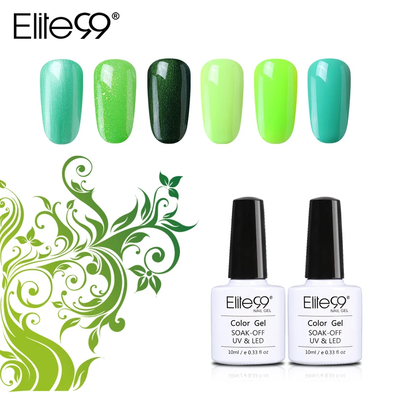 

Elite99 10ml Green Color Series Gel Varnish Long Lasting Nail Gel Polish Cured With UV LED Lamp Nail Art Polishes Gel Lacquer