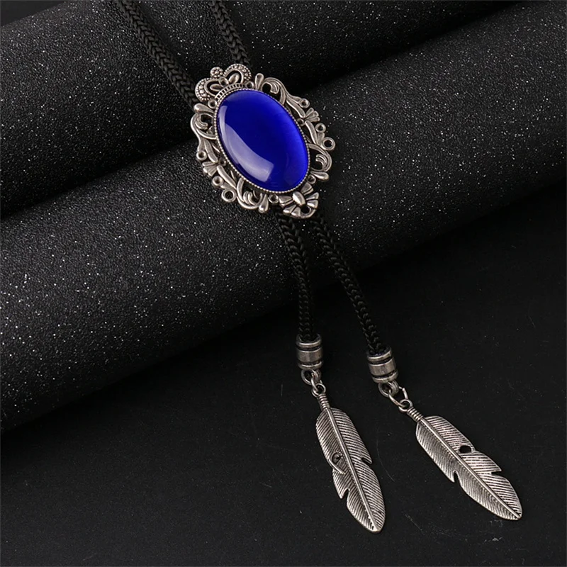 Mantieqingway синее ожерелье Боло королевские синие Стразы Боло галстук ковбойские стильные галстуки для мужчин и женщин хорошие шнурки на шею