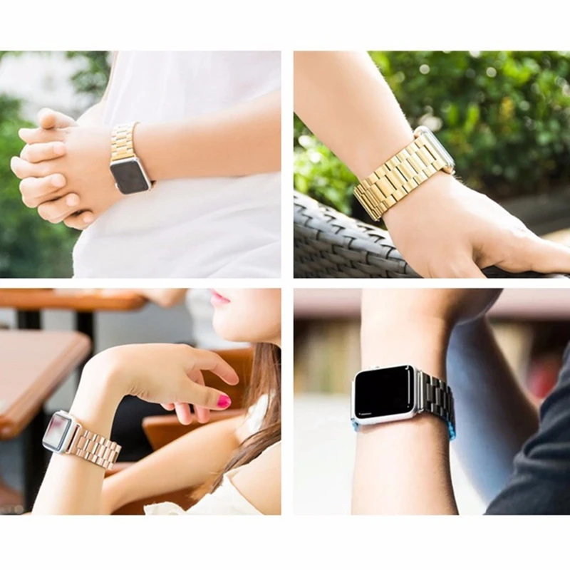 ALANGDUO Нержавеющая сталь ремешок для наручных часов Apple Watch версии 4/3/2/1 Замена