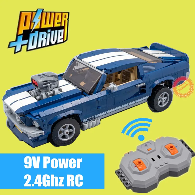 

New MOC Motor Power Function 1967 GT500 Ford Mustang fit technic 10265 21047 city Building Blocks Bricks Toys kid Gift