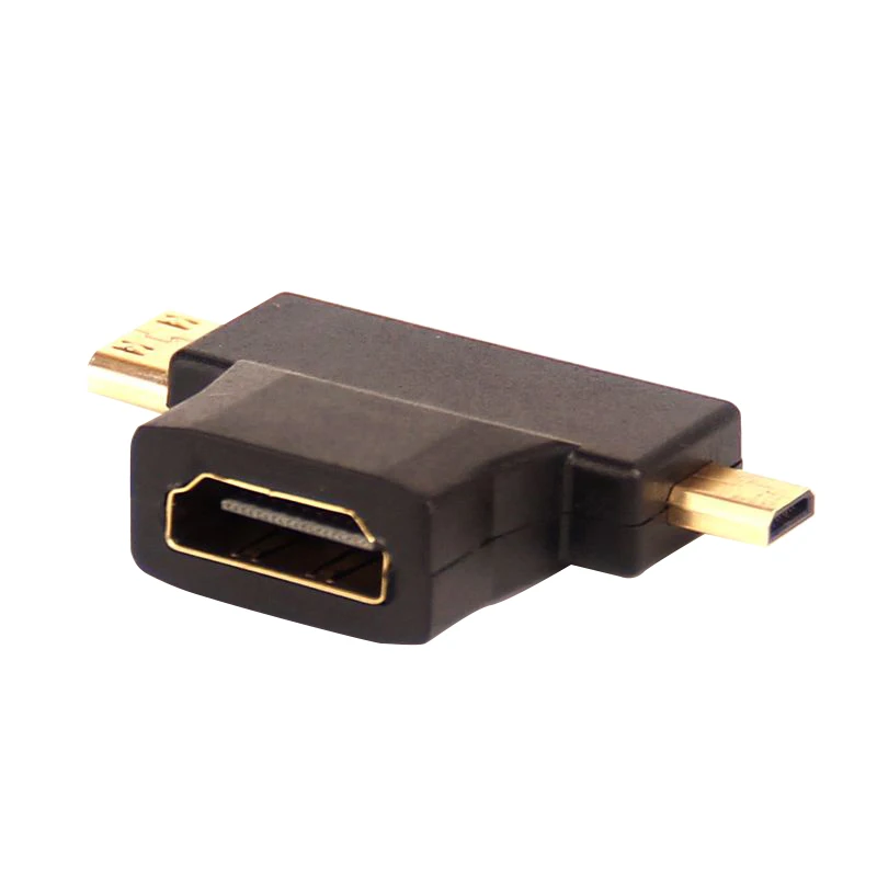 Высокое качество 3 в 1 HDMI Женский к Mini HDMI Мужской+ Micro HDMI Мужской адаптер Т-образная форма конвертер для HDTV 1080 P Hdmi 100 шт./лот