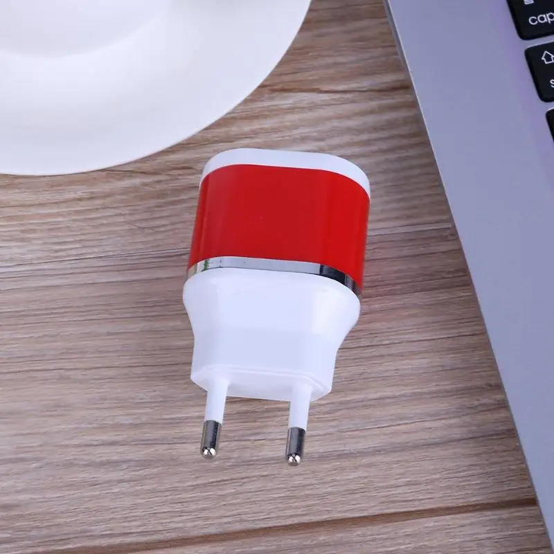 Mobile Phone Chargers EU Plug Dual Port USB Charging 5V 1A Double Charger Port Mini Portable Cellphone Charge Station Retail (7)