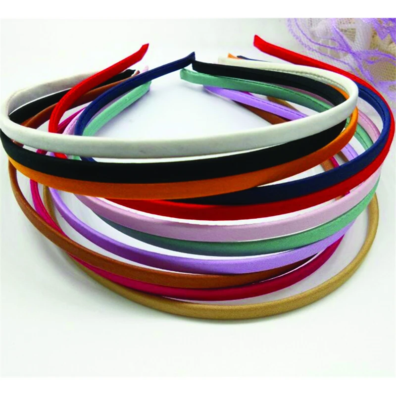 

50 Pieces Free Shipping Wholesale Blank Solid Colors Fabric Covered Headband Metal 5mm Hair Band For Hair Accessories DIY Craft