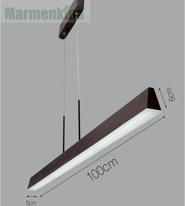 Простой кабинет столовая офис люстра пост современный светодиодный прямоугольная линейка люстра коричневый крытый светильник AC85-265V