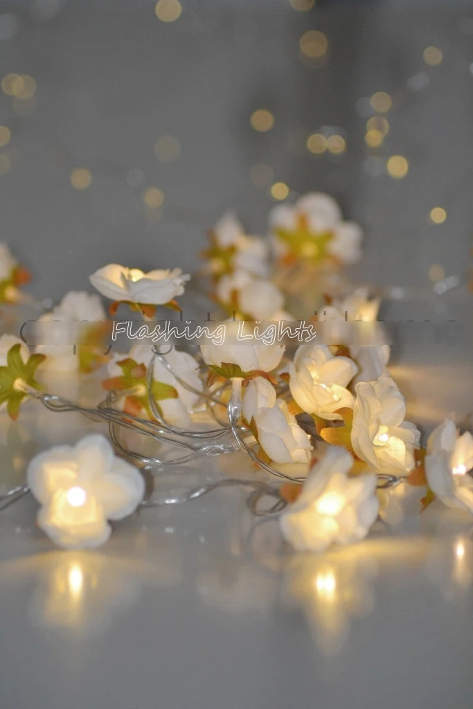 Снежный Цветок белая роза сказочная гирлянда теплый белый светодиодный свет, украшение для спальни, Свадебный центральный, подарок на день рождения для девочки Винтаж