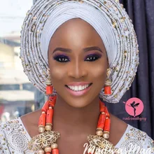 Queency African Ladies Aso oke головные повязки из полиэстера для свадьбы и вечерние, разные цвета, один шт/упаковка, DHL, AS011