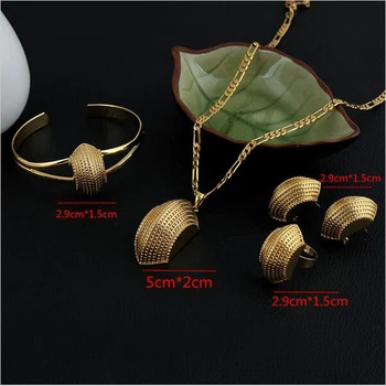 

NEW Ethiopian Cross Jewelry Sets 24 K Solid Gold Finish Fashion African Traditional Set Boat Semi-circle