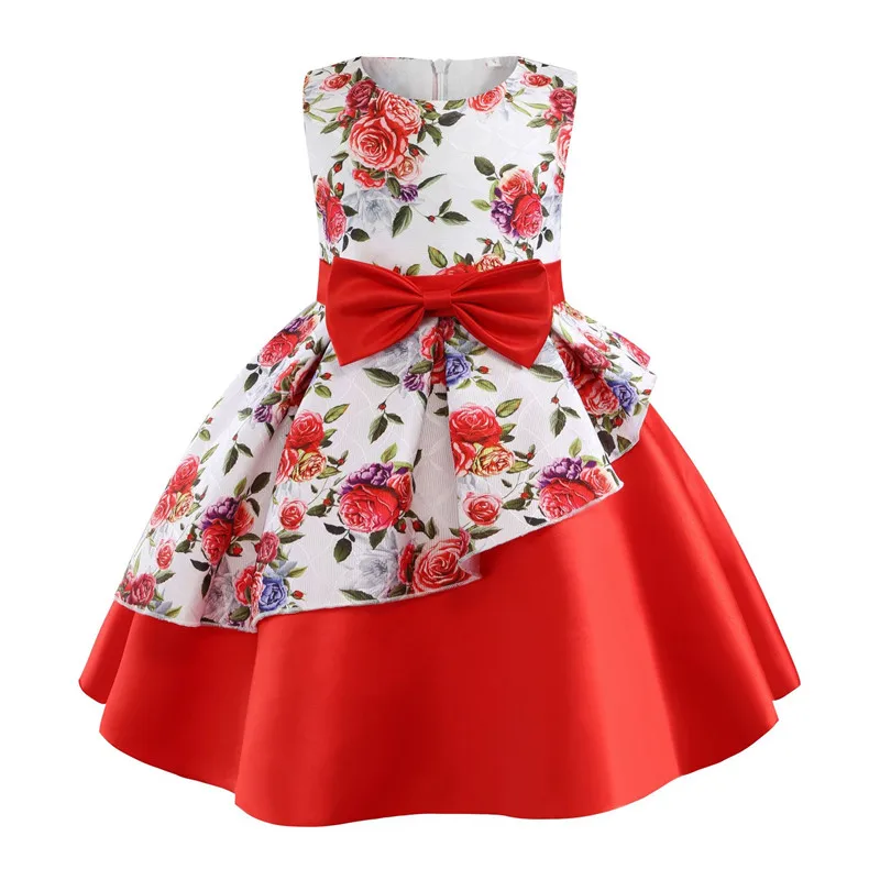 Платье для девочек праздничное платье принцессы с принтом детская одежда с розами свадебное праздничное платье для девочек летняя детская одежда с юбкой-пачкой для маленьких девочек - Цвет: as a picture