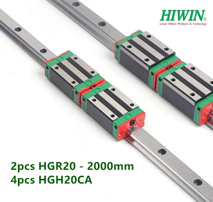 HGR20-2000mm Linear Guideway Rail 4x HGH20CA Square type carriage bearing block 