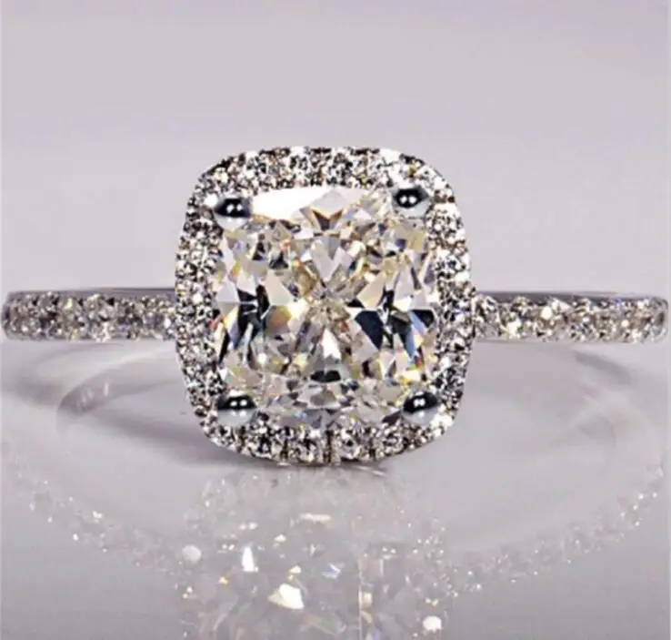 

YaYI Jewelry Fashion Princess Cut 3.5 CT White Zircon Silver Color Engagement Rings wedding Heart Rings Party Rings Gifts