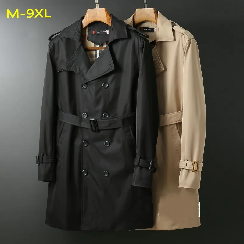 9xl 8xl мужские бархатные плащ-Тренч с отложным воротником свободные на осень и зиму размера плюс M-6xl двубортная х-длинная куртка с поясом пальто